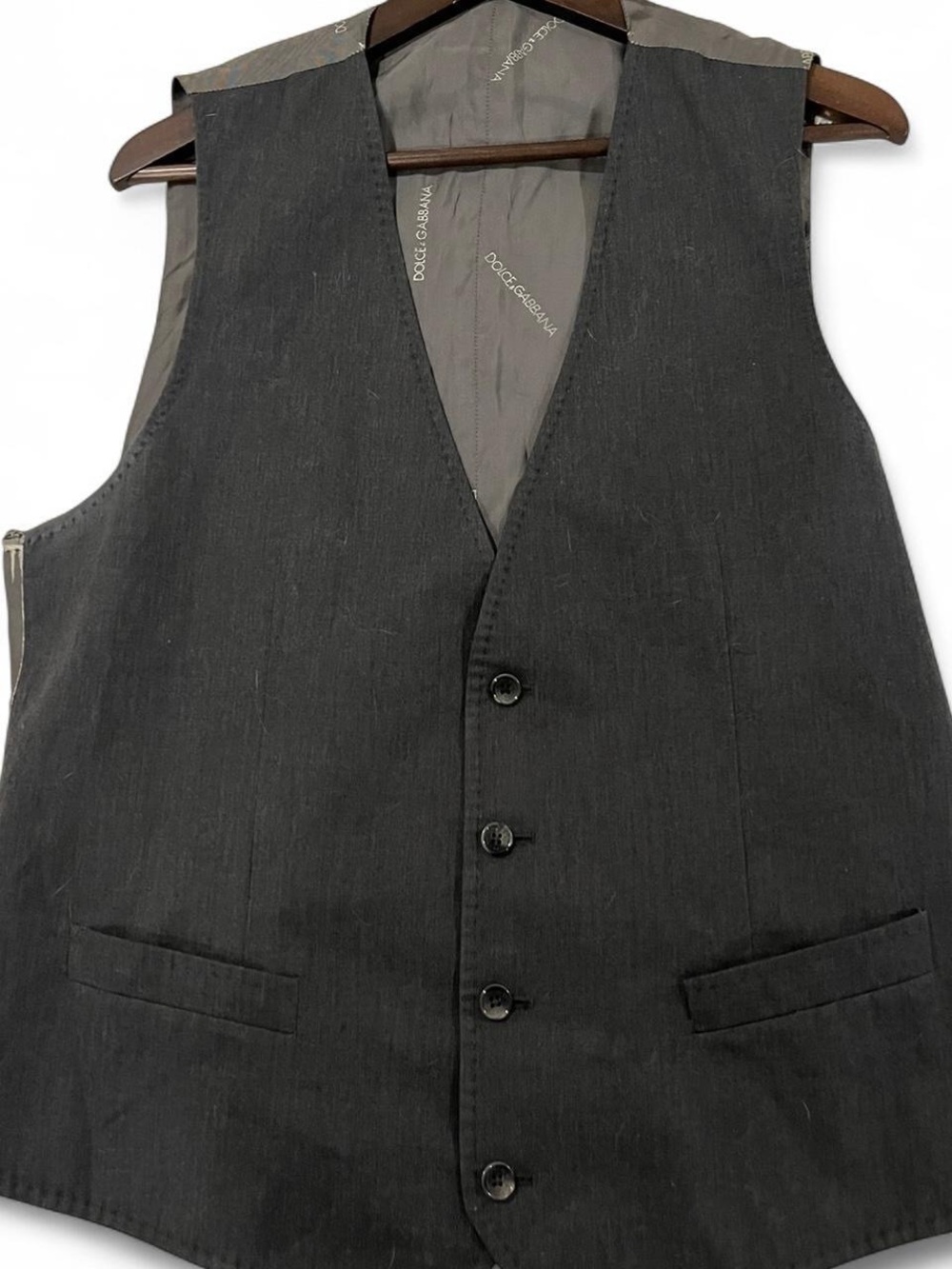Dolce & Gabbana Charcoal Black Men's Tailored Vest